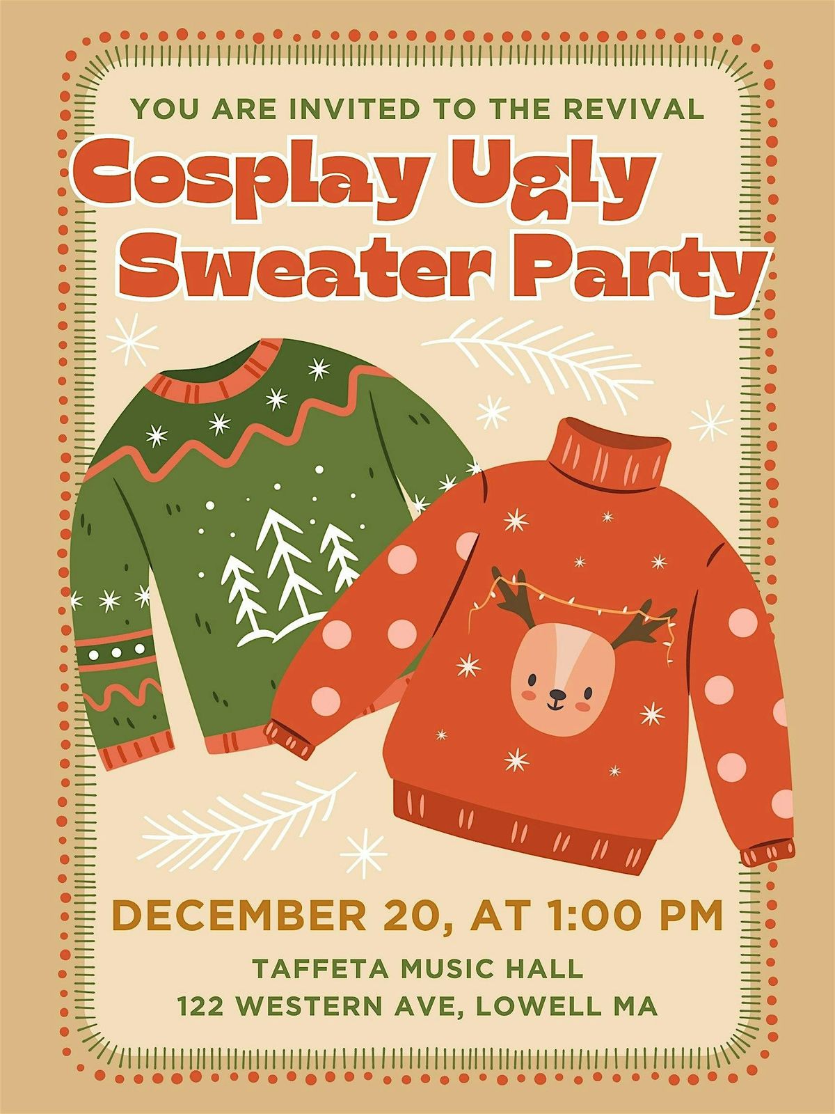 Cosplay Ugly Sweater Party Revival!!, 20 December | Event in Lowell | AllEvents