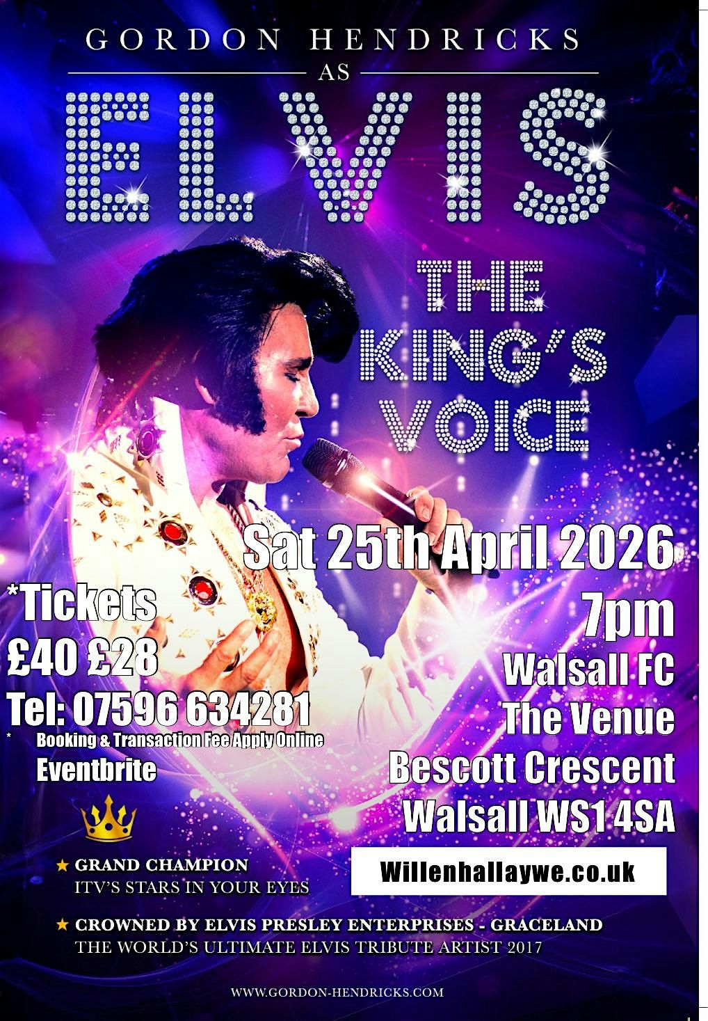 Gordon Hendricks As ELVIS in Walsall 2026, 25 April | Event in Walsall | AllEvents