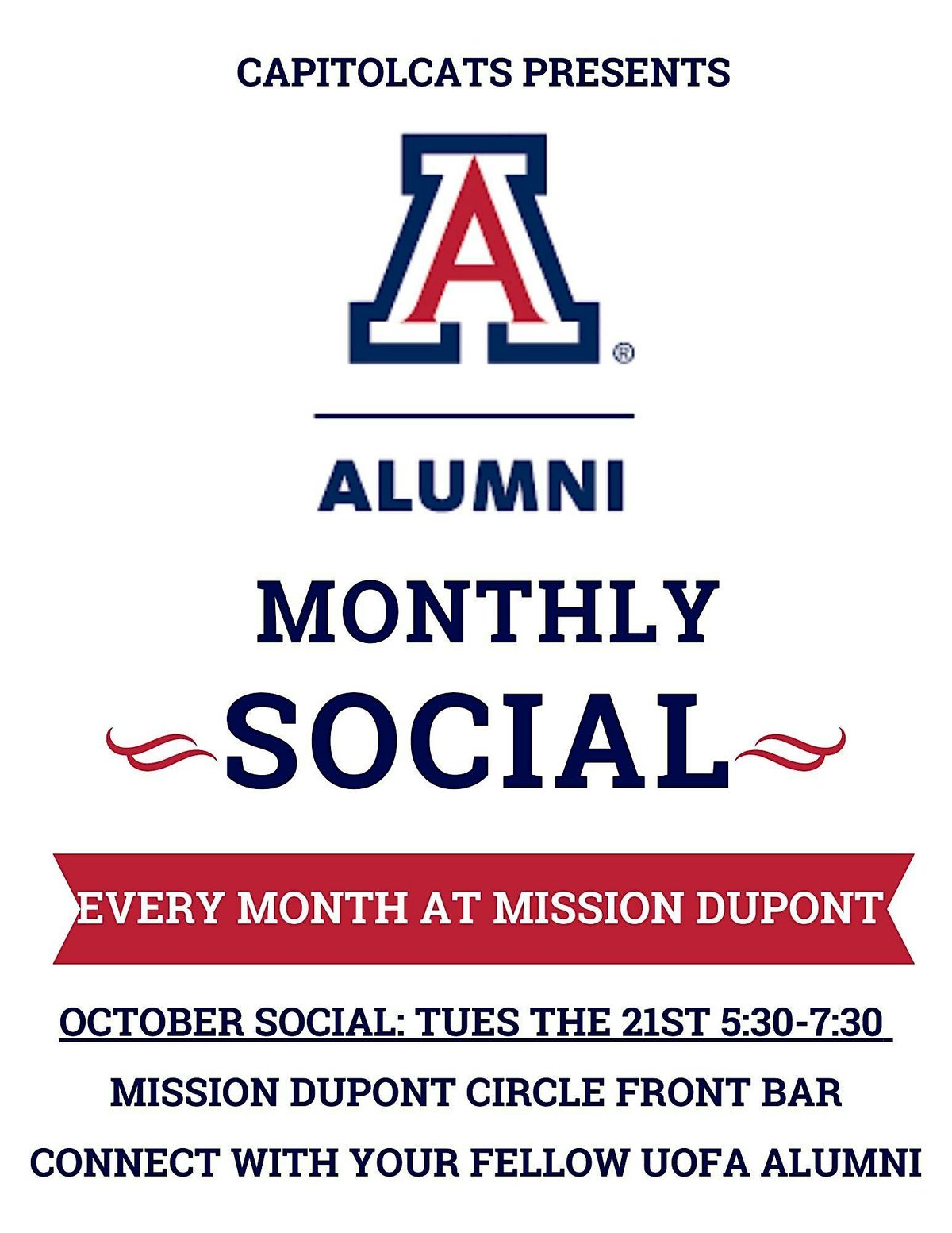 University of Arizona DC Alumni Chapter Monthly Social, 21 October | Event in Washington | AllEvents