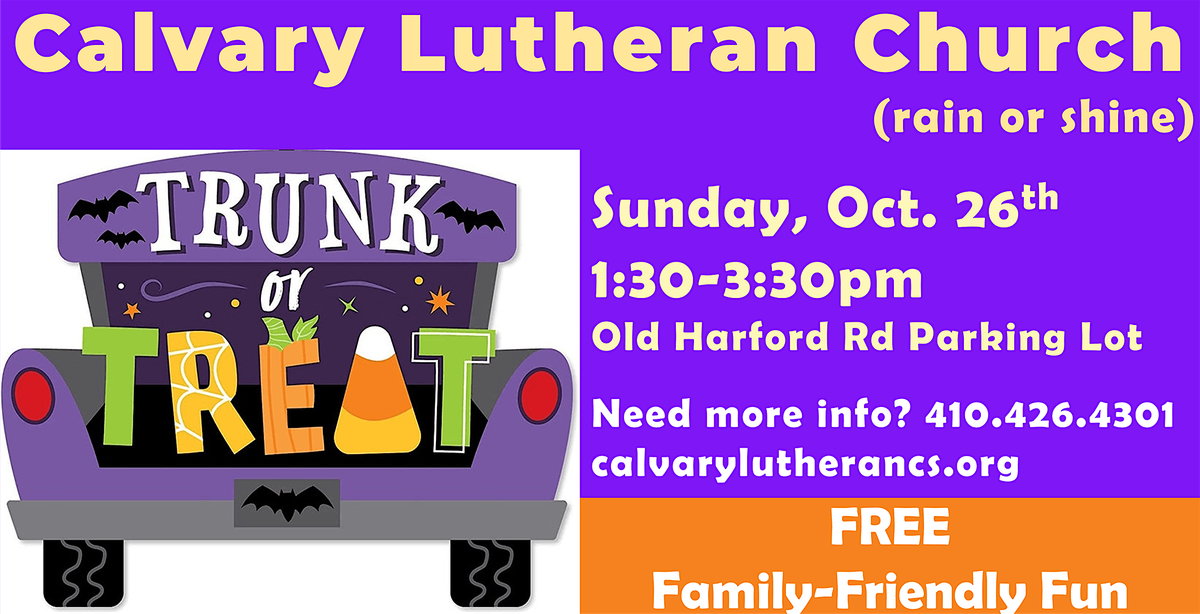 Calvary Lutheran Trunk or Treat, 26 October | Event in Baltimore | AllEvents