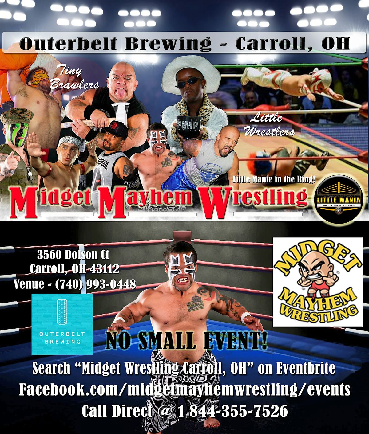Midget Mayhem Wrestling Rips Through the Ring! Carroll OH 21+, 13 November | Event in Carroll | AllEvents