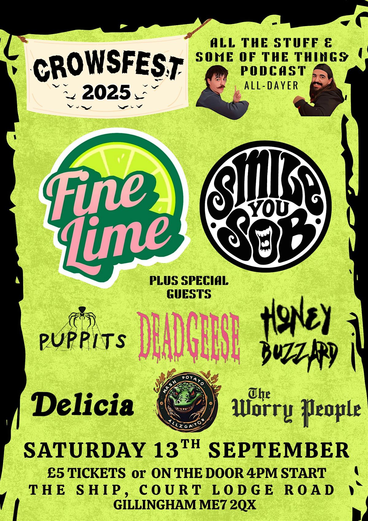 FINE LIME (all the stuff & things podcast) all dayer - Ship Gillingham, 13 September | Event in Gillingham