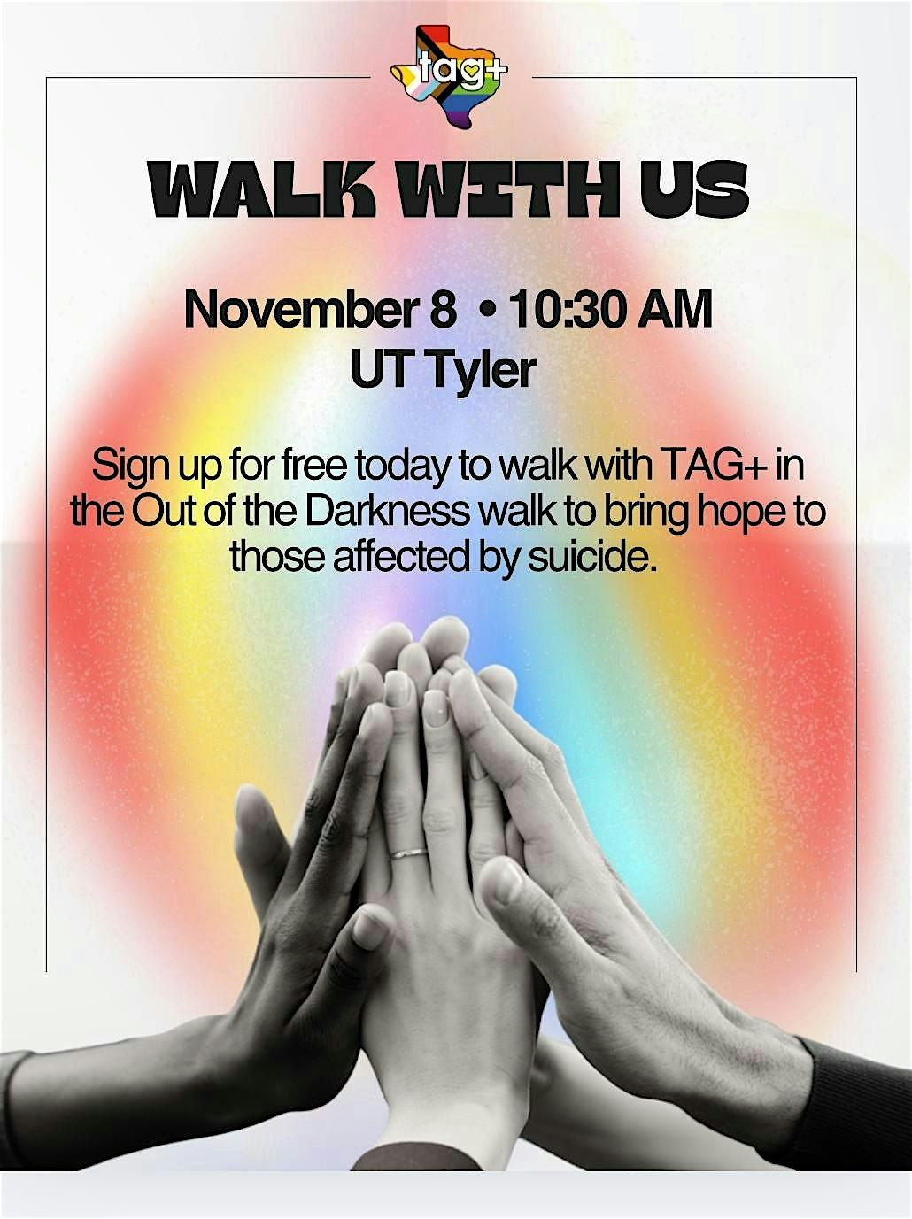 Walk With TAG+: Out of the Darkness Walk, 8 November | Event in Tyler | AllEvents