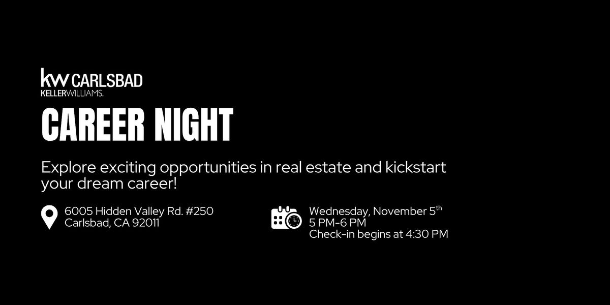 Keller Williams Carlsbad Career Night, 5 November | Event in Carlsbad | AllEvents