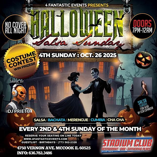 Halloween Salsa Sunday @ The Stadium Club, 26 October | Event in McCook | AllEvents
