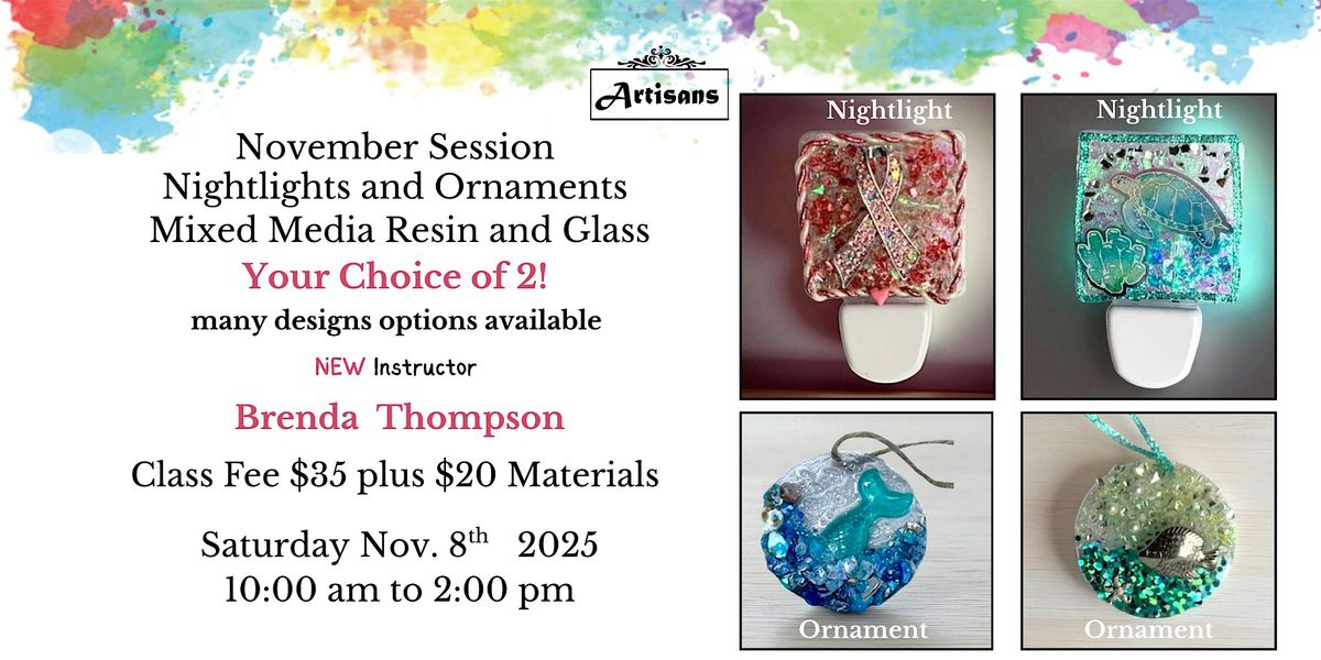 Nov Session Mixed Media Resin Nightlights and Ornaments, 8 November | Event in Mount Dora | AllEvents