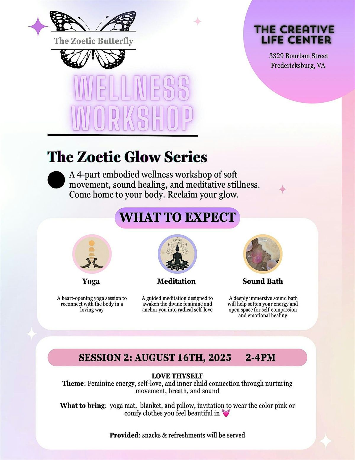 The Zoetic Glow: Wellness Workshop, 16 August | Event in Fredericksburg | AllEvents