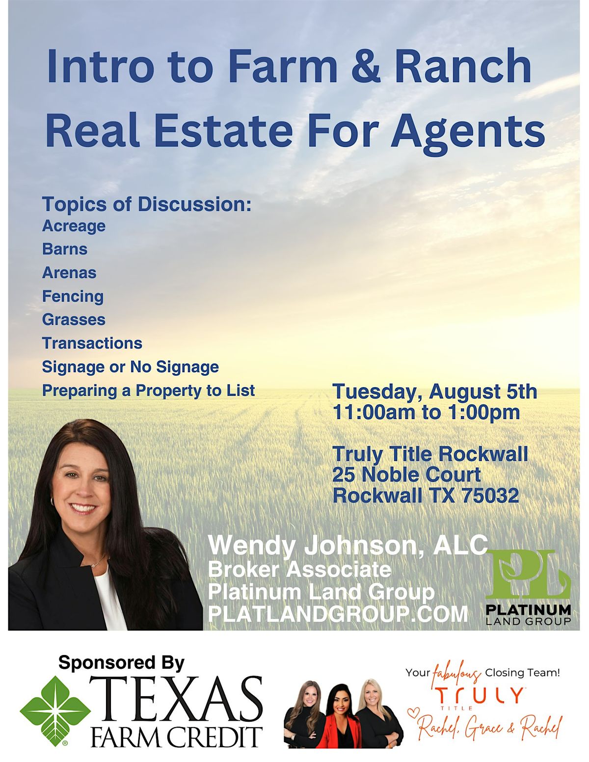 Intro to Farm & Ranch Real Estate For Agents, 5 August | Event in Heath | AllEvents
