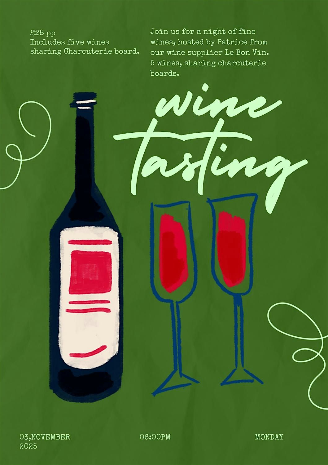 Wine Tasting at The Greenhouse Bar – Hosted by Le Bon Vin, 3 November | Event in Wakefield | AllEvents