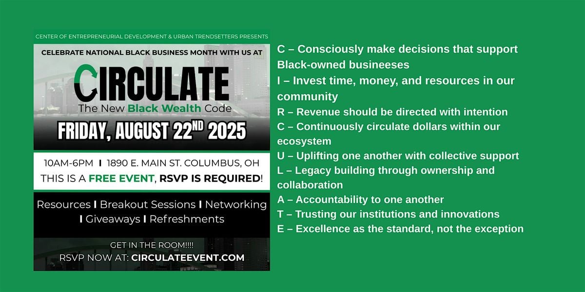 CIRCULATE: The New Black Wealth Code, 22 August | Event in Columbus | AllEvents