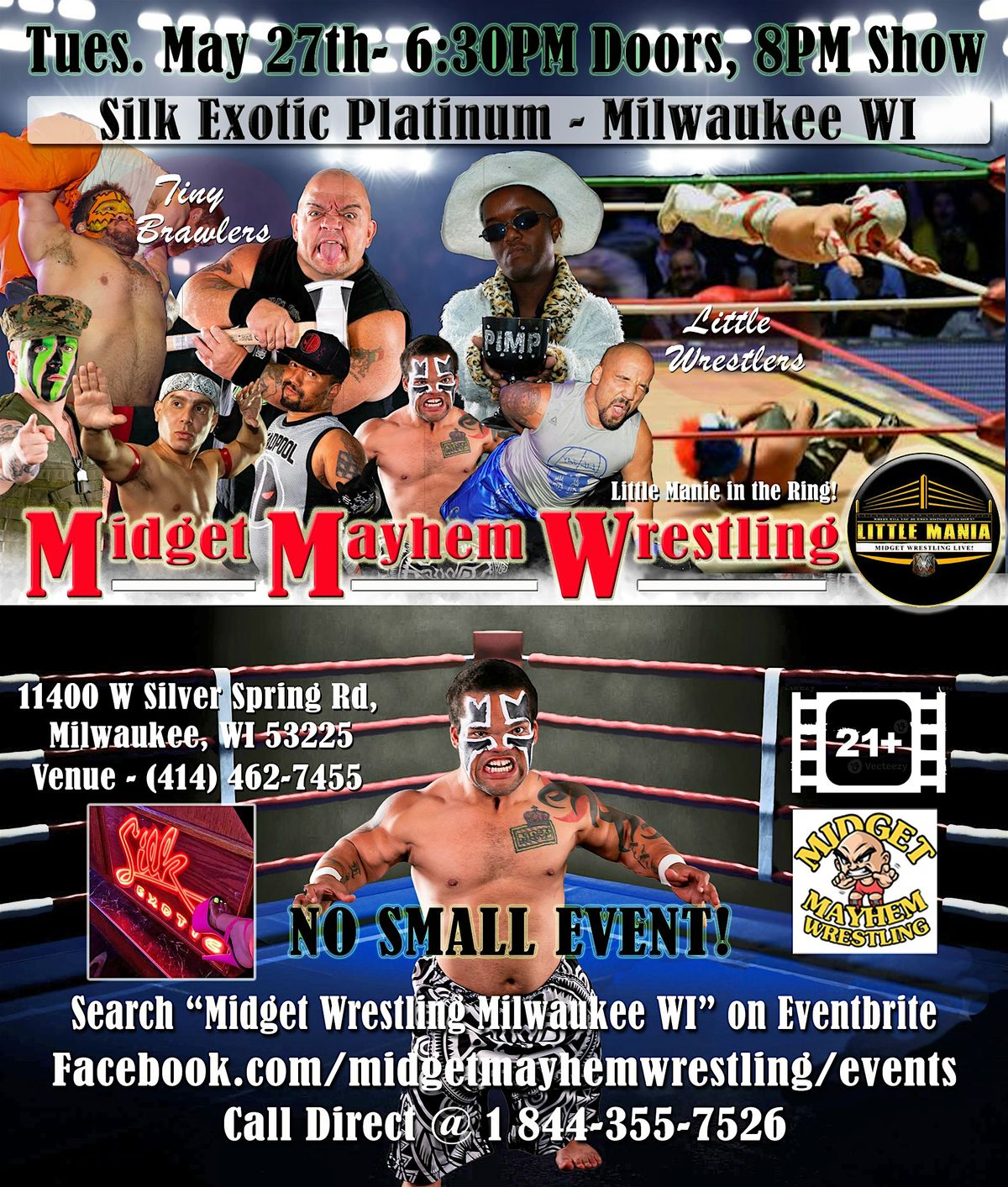 Midget Mayhem Little Mania Wrestling LIVE! Milwaukee WI (21+), 27 May | Event in Milwaukee | AllEvents
