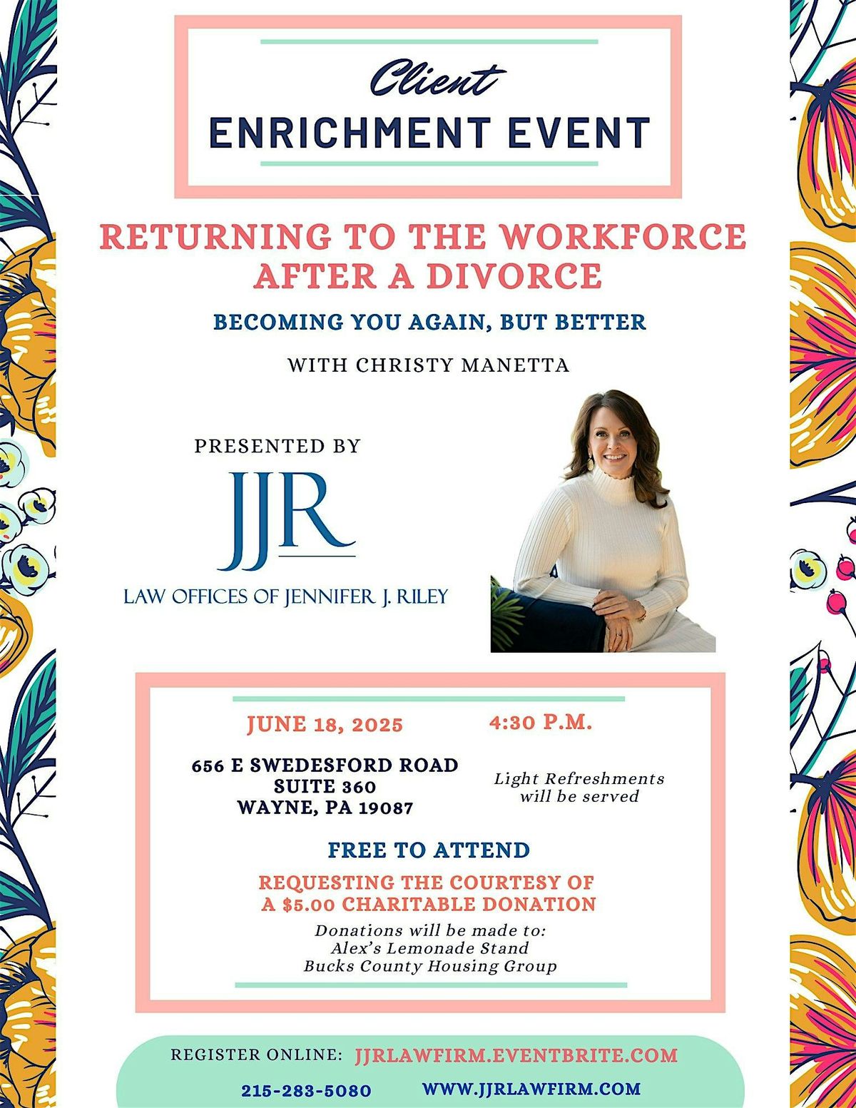 Returning to the Workforce After Divorce: Becoming You Again, But Better, 7 August | Event in Wayne | AllEvents