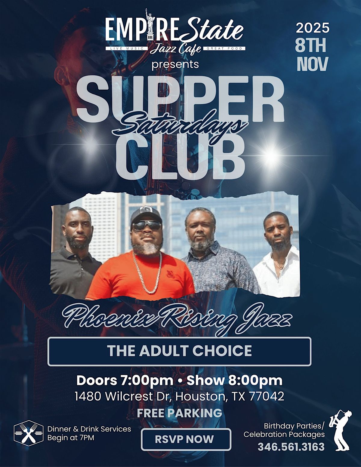 11/8 - Supper Club Saturdays with Phoenix Rising Jazz *, 8 November | Event in Houston | AllEvents