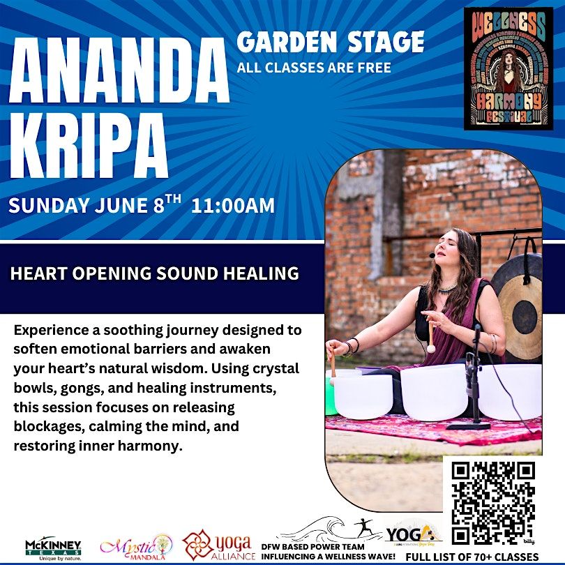FREE CLASS: Heart Opening Sound Healing with Ananda Kripa, 8 June | Event in McKinney | AllEvents