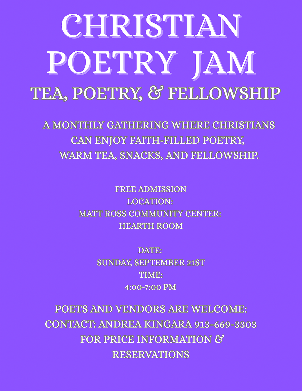 Christian Poetry Jam, 21 September | Event in Overland Park | AllEvents