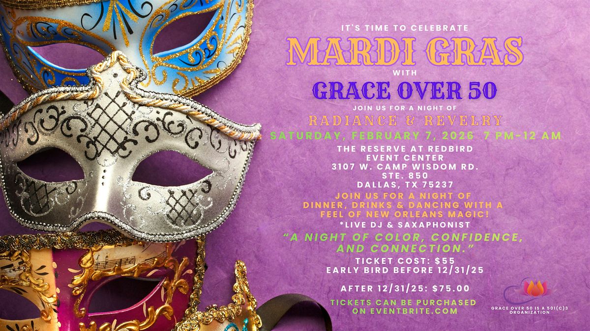 Grace Over 50 Mardi Gras Gala, 7 February | Event in Dallas | AllEvents