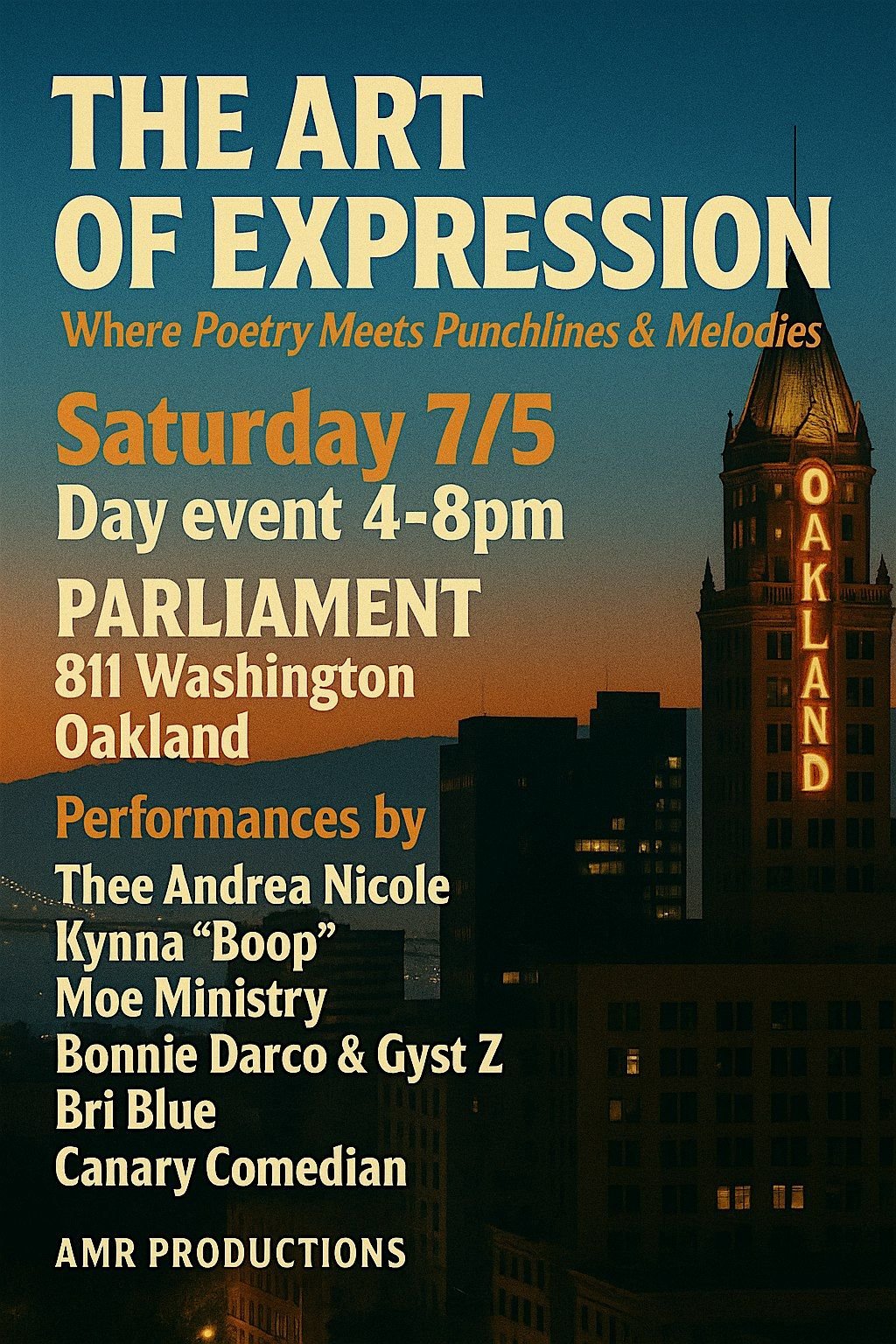 THE ART OF EXPRESSION, 5 July | Event in Oakland | AllEvents