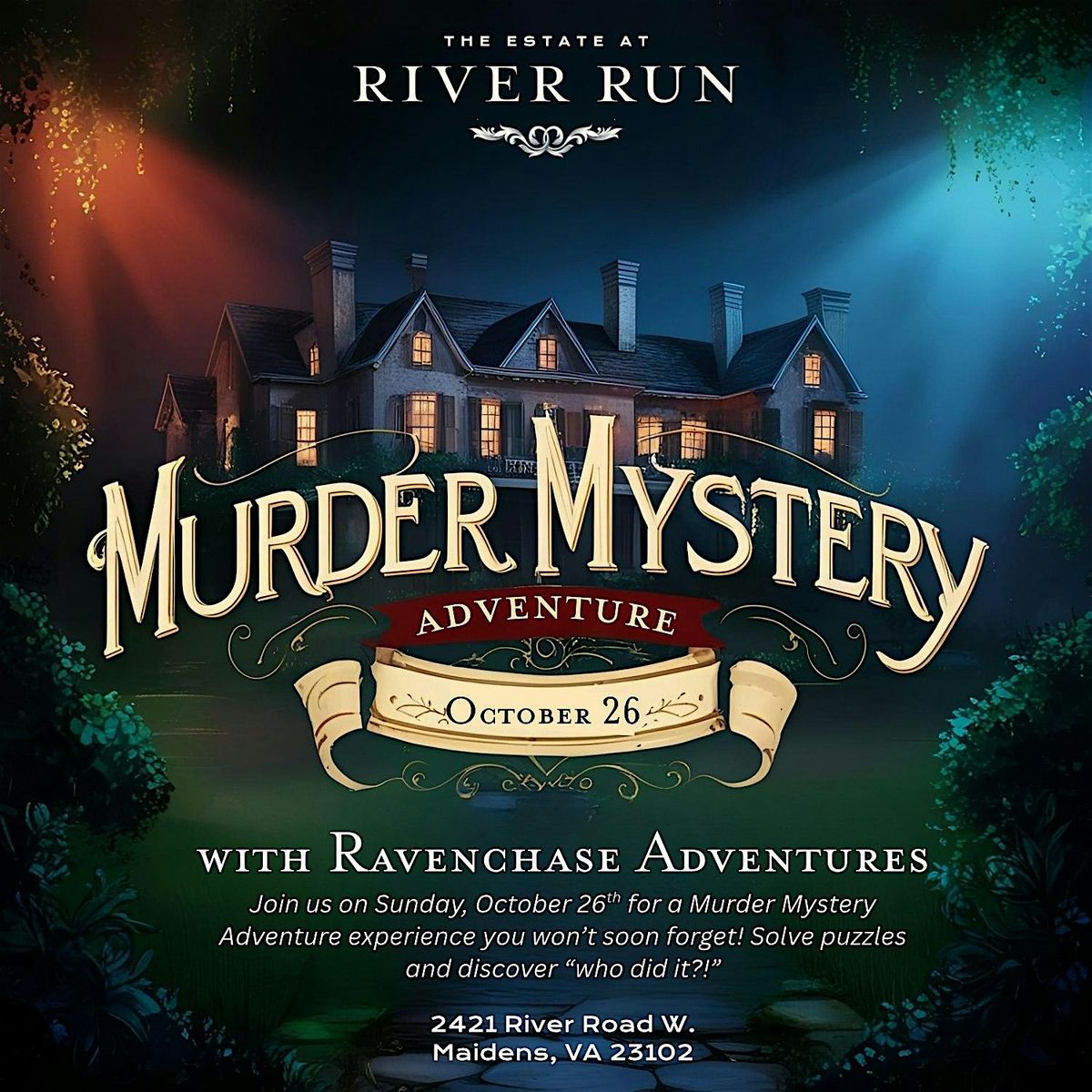 A M**der Mystery Adventure at The Estate at River Run, 26 October | Event in Maidens | AllEvents