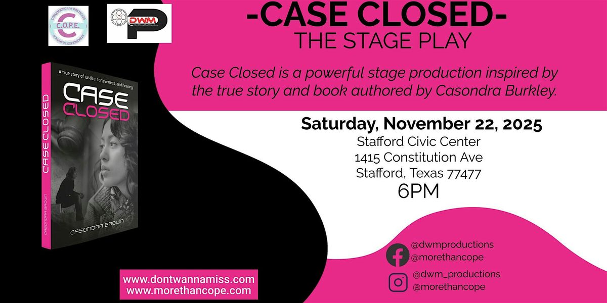 Case Closed, 22 November | Event in Stafford | AllEvents