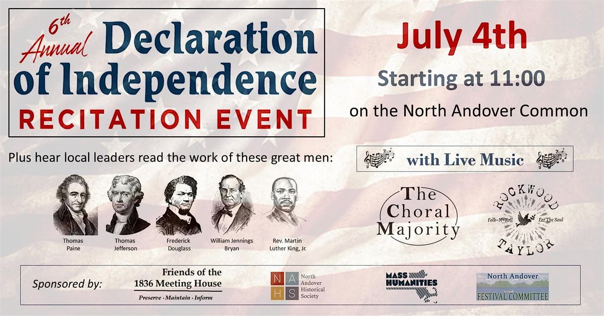 6th Annual 4th of July Declaration of Independence Recitation Event, 4 July | Event in North Andover | AllEvents