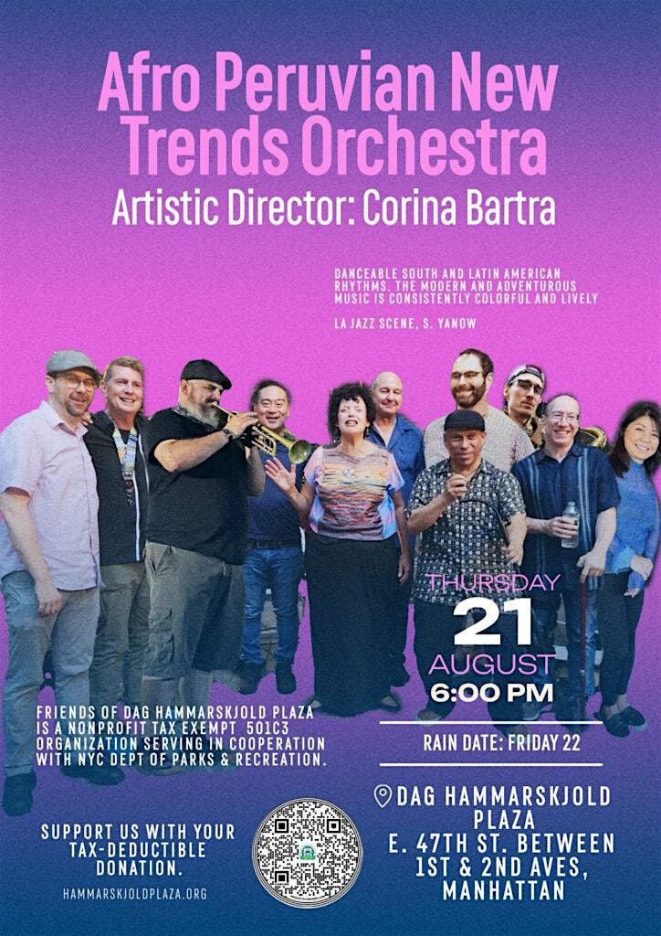 Afro-Peruvian New Trends Orchestra, 21 August | Event in New York | AllEvents