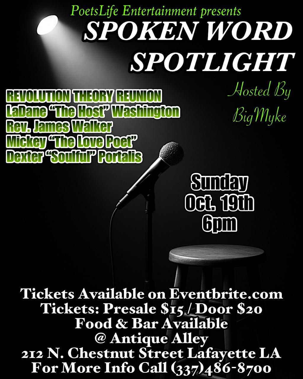 SPOKEN WORD SPOTLIGHT, 19 October | Event in Lafayette | AllEvents