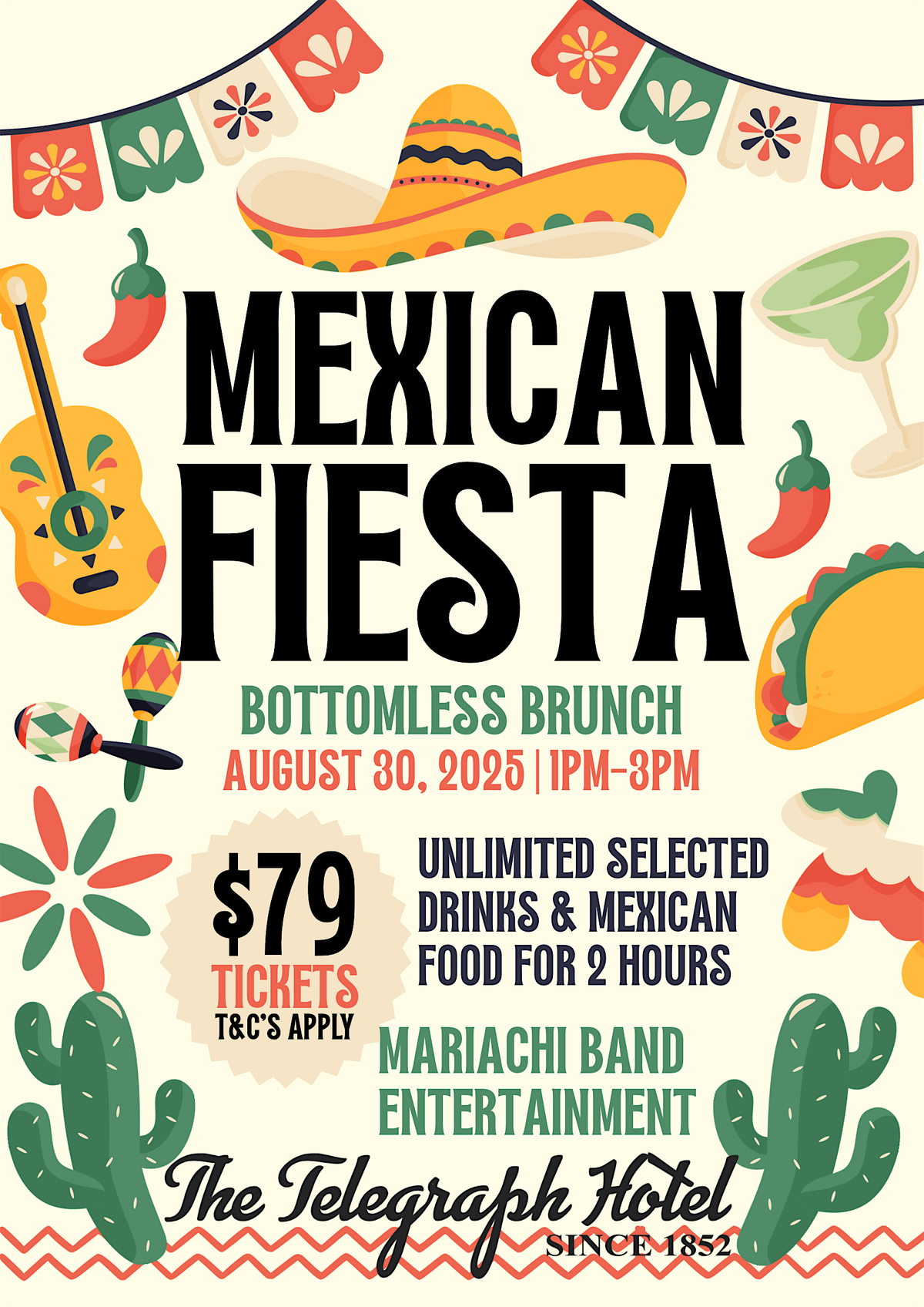 Mexican Fiesta Bottomless Brunch at The Telegraph Hotel Gisborne, 30 August | Event in Gisborne | AllEvents
