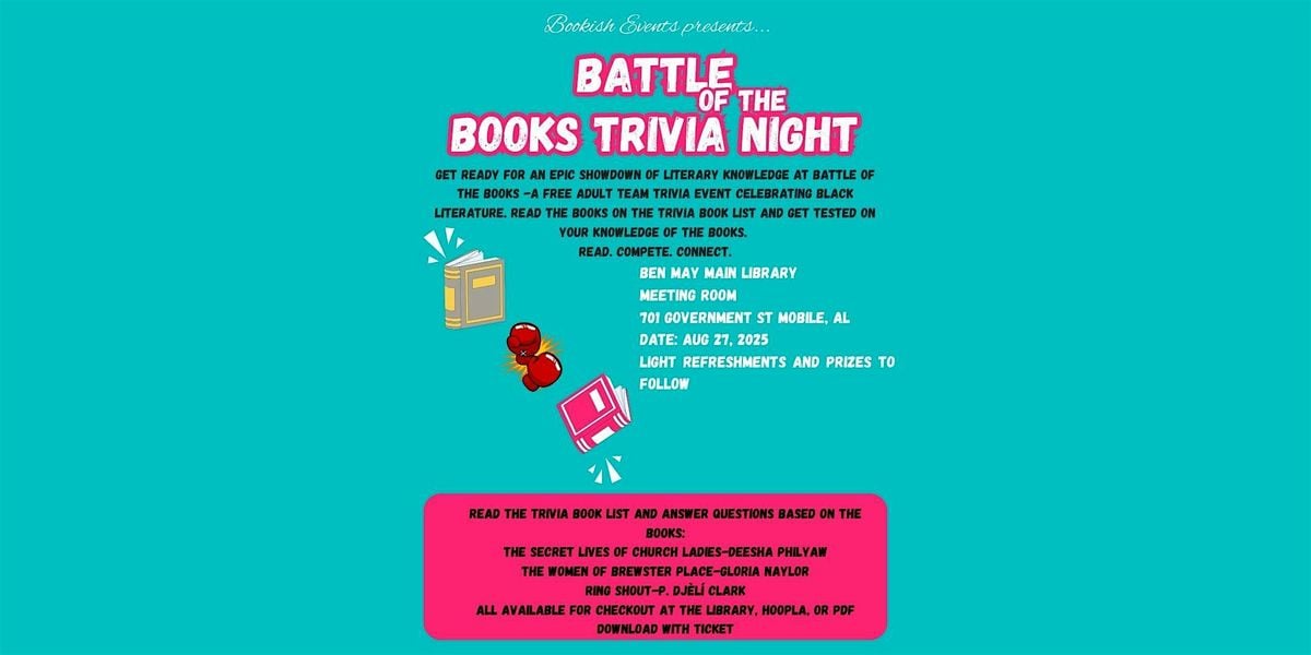 Battle of the Books, 27 August | Event in Mobile | AllEvents