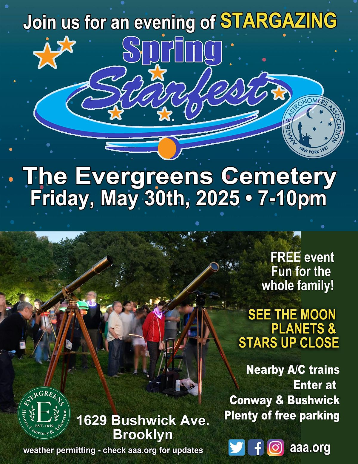 Spring Starfest at The Evergreens Cemetery, 30 May | Event in Brooklyn | AllEvents