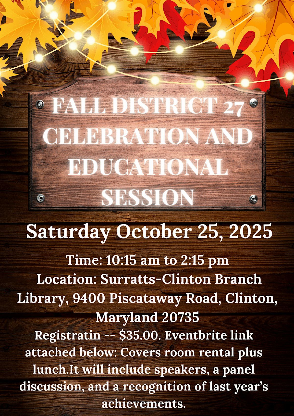 District 27 Celebration with Education & Recognition, 25 October | Event in Clinton | AllEvents