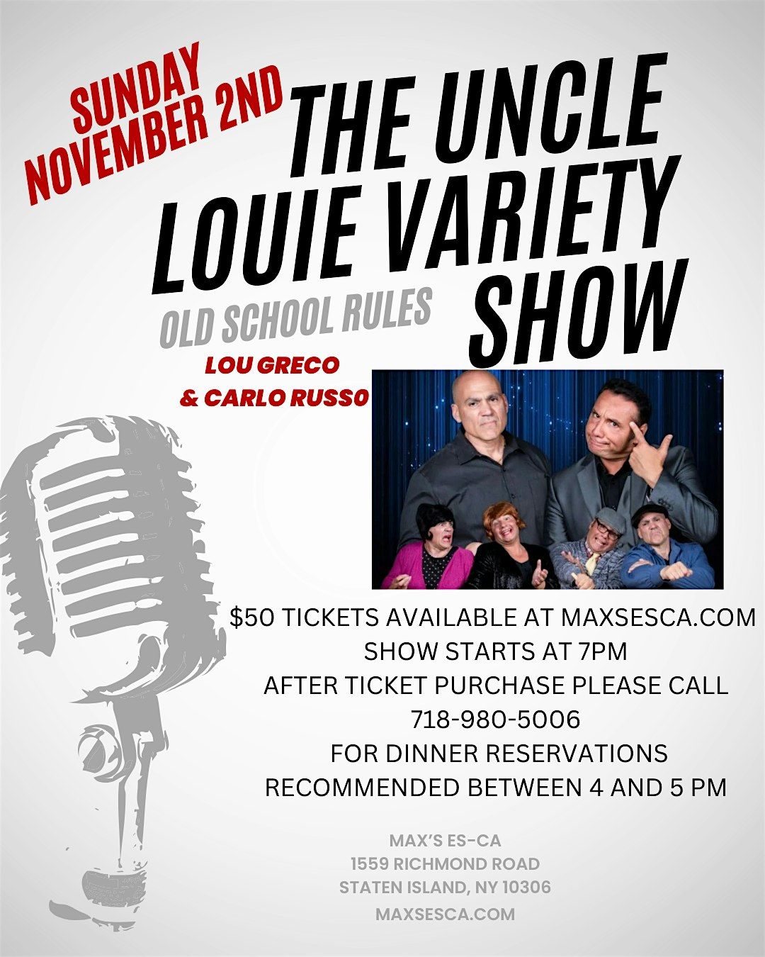 The Uncle Louie Variety Show, 2 November | Event in Staten Island | AllEvents