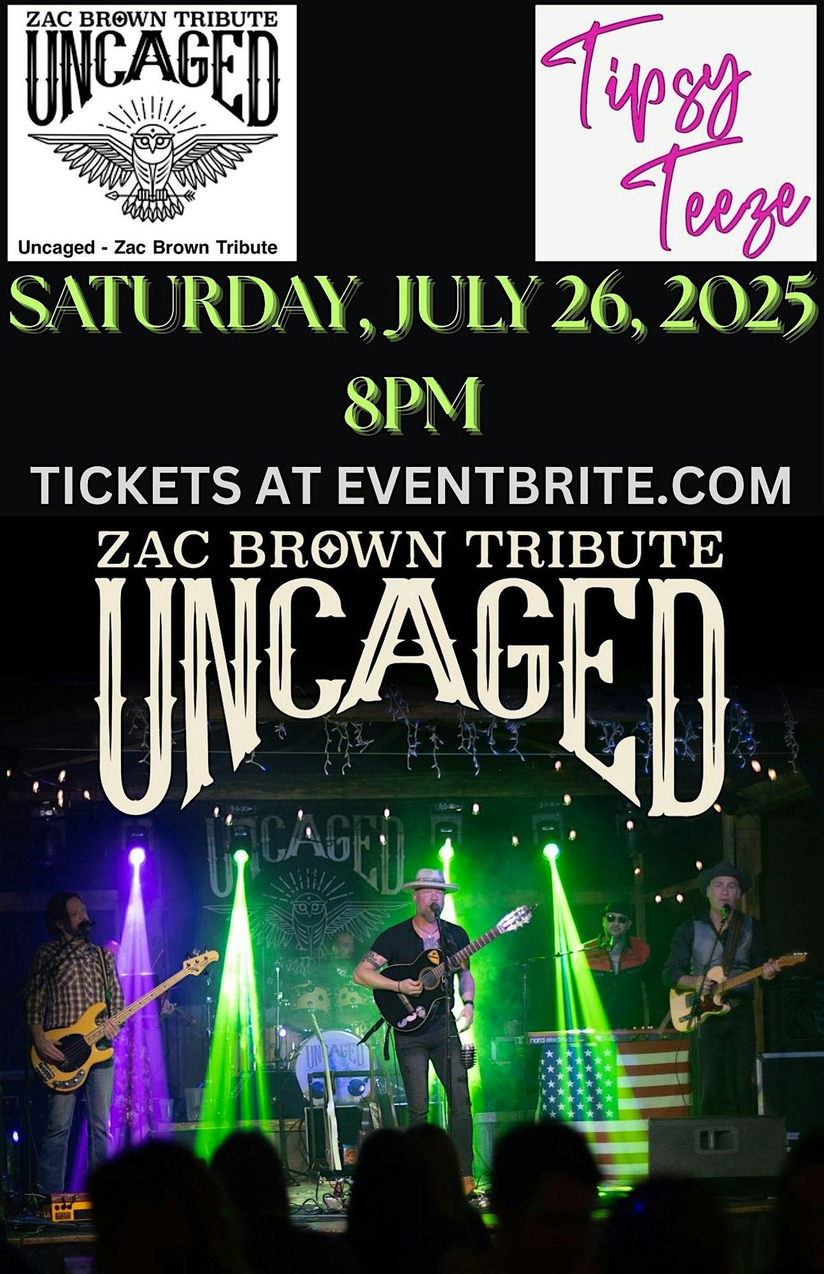Uncaged:  Zac Brown Tribute at Tipsy Teeze, 26 July | Event in Morgantown | AllEvents