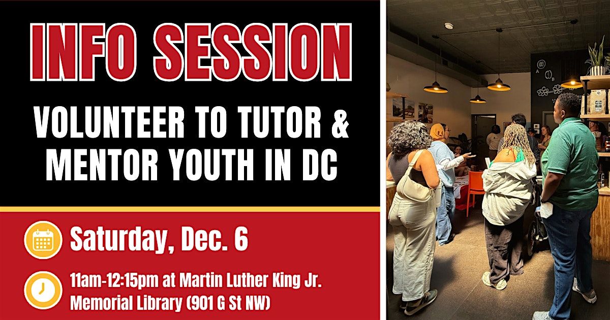 Downtown DC Tutoring & Mentoring Info Session, 6 December | Event in Washington | AllEvents