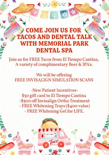 Tacos, Beer and Dental Talk With Memorial Park Dental Spa, 29 May | Event in Houston | AllEvents