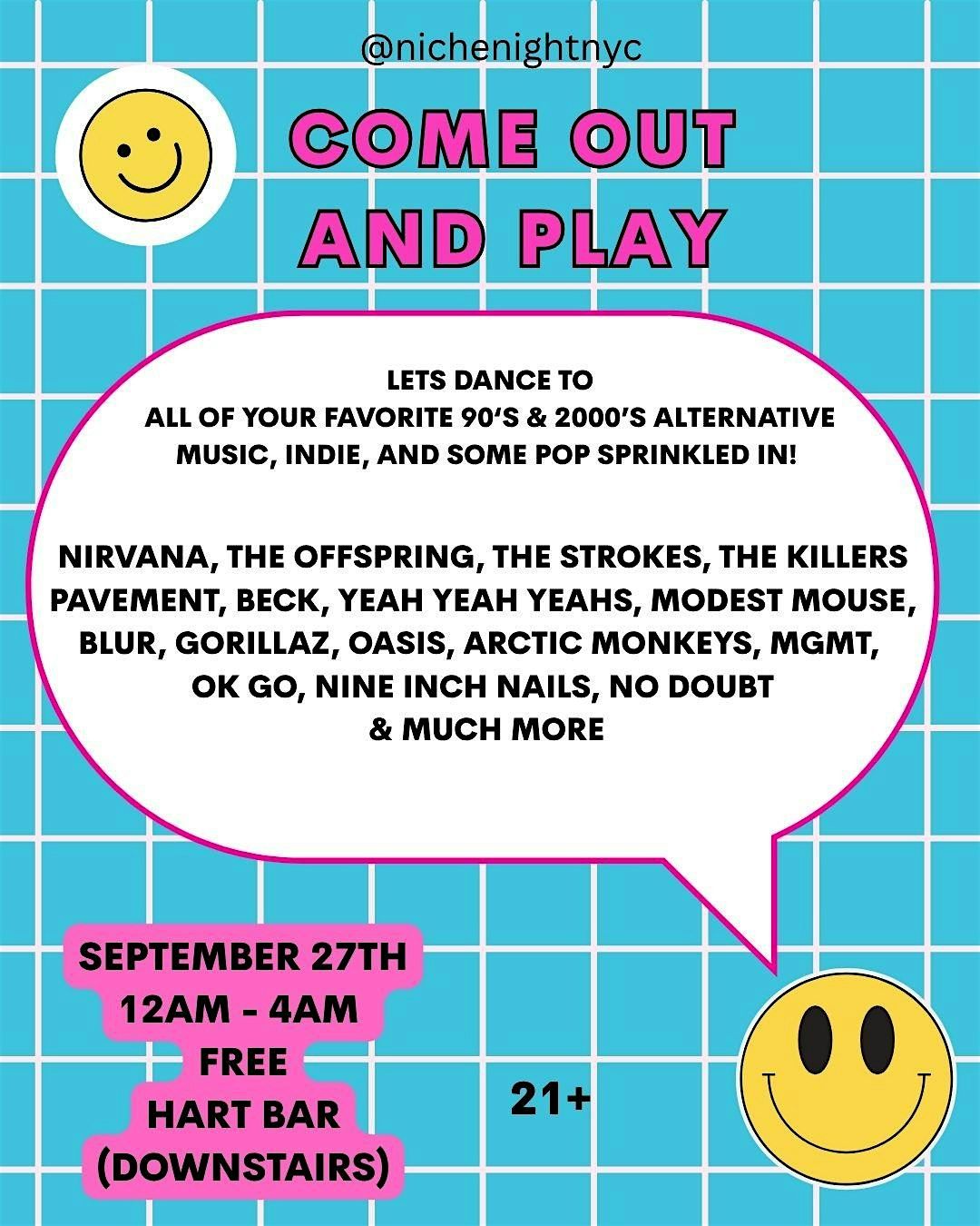 Come out and Play!  90s & Early 2000s Indie & Alt night!, 27 September | Event in Brooklyn | AllEvents