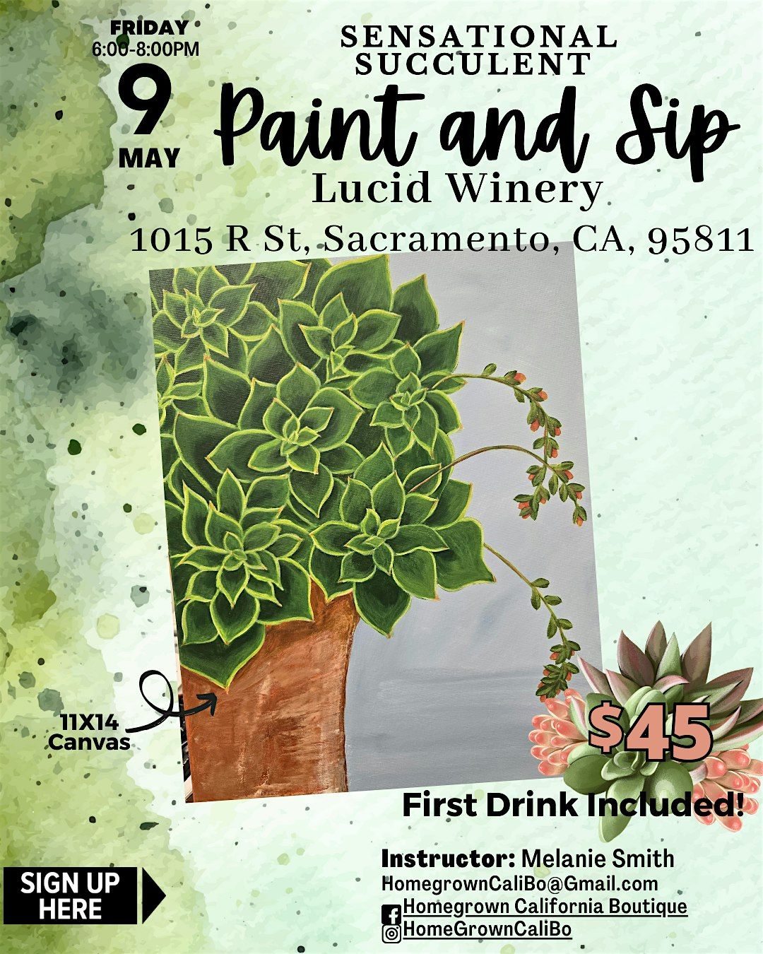 Lucid Winery Paint and Sip - Sensational Succulent, 14 May | Event in Sacramento | AllEvents