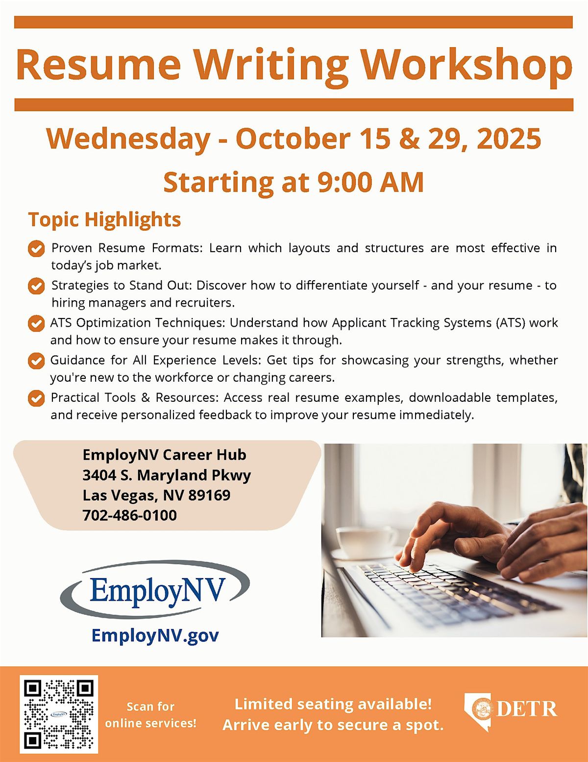 Resume Writing Workshop, 15 October | Event in Las Vegas | AllEvents
