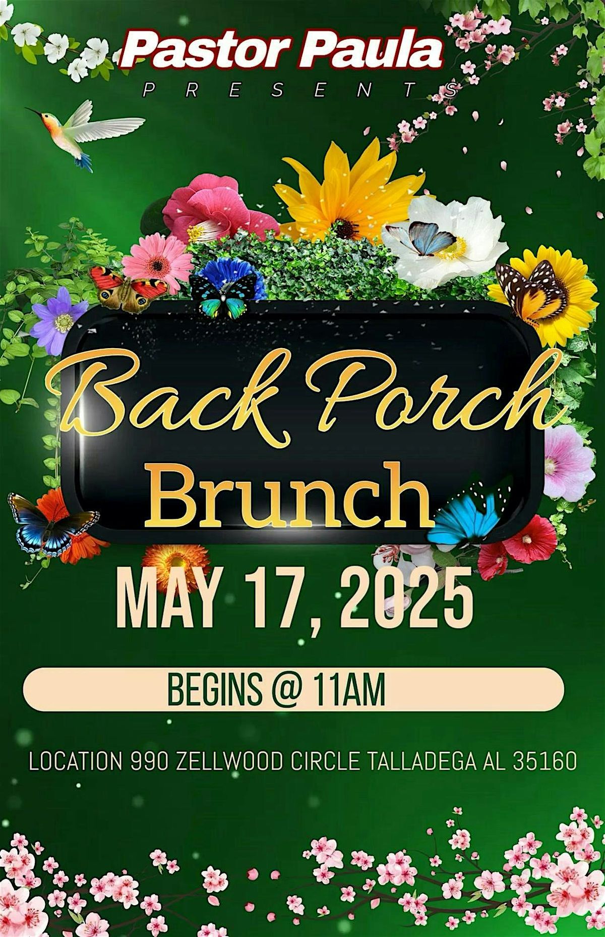 Back Porch Brunch with Pastor Paula, 17 May | Event in Talladega | AllEvents