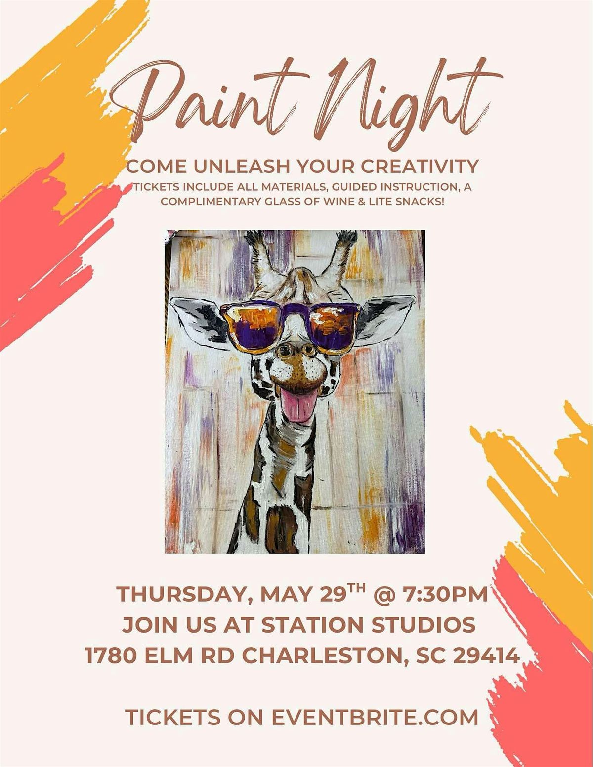 Paint Night: Funky Giraffe, 29 May | Event in Charleston | AllEvents
