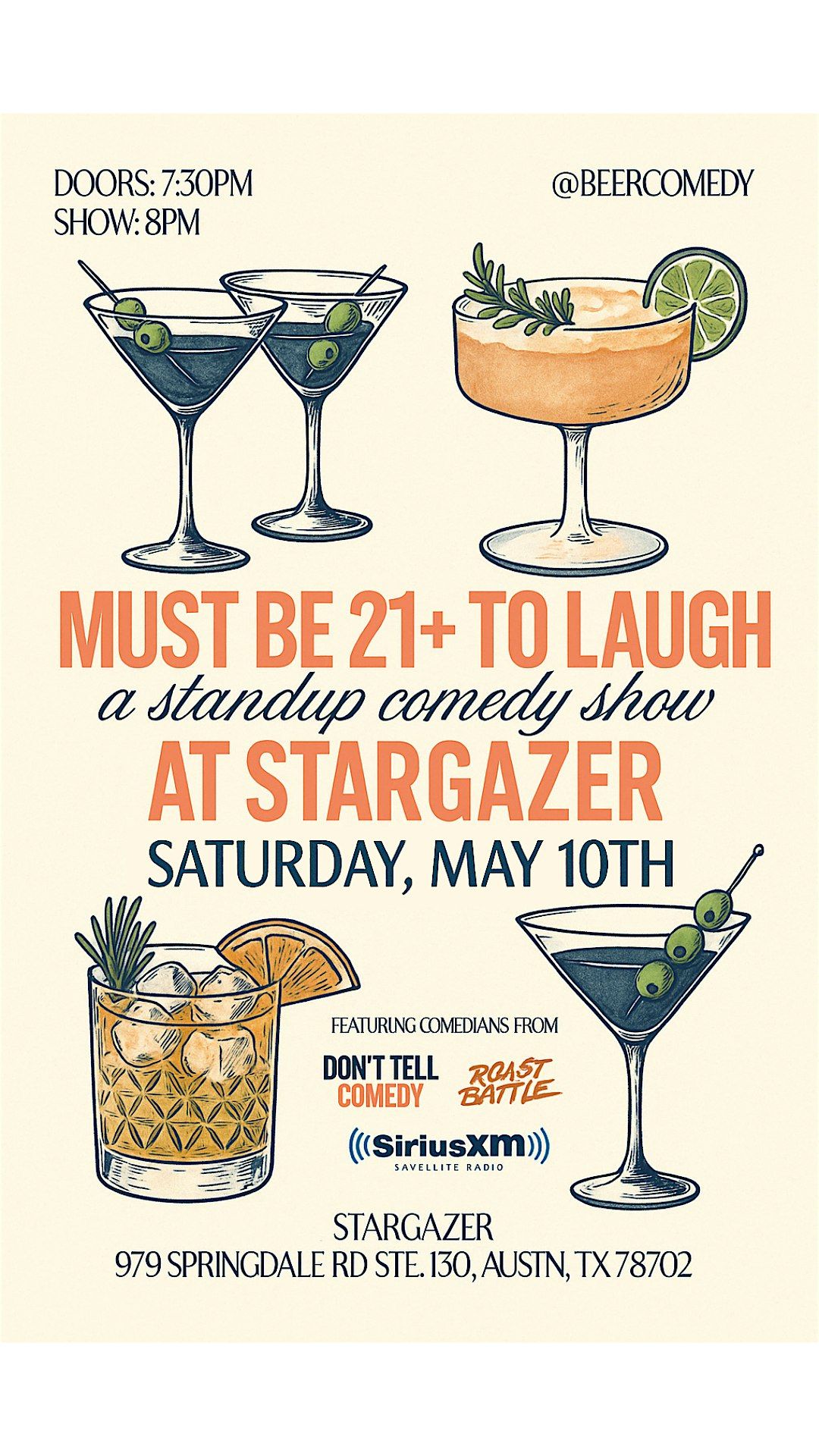 Must be 21+ to Laugh: Free Standup Comedy at Stargazer, 10 May | Event in Austin | AllEvents