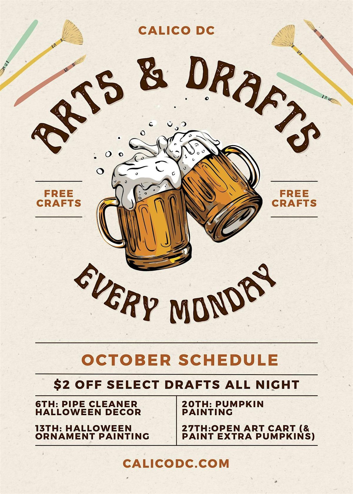"Arts & Drafts" at Calico (Pumpkin Painting Party) | Event in Washington | AllEvents