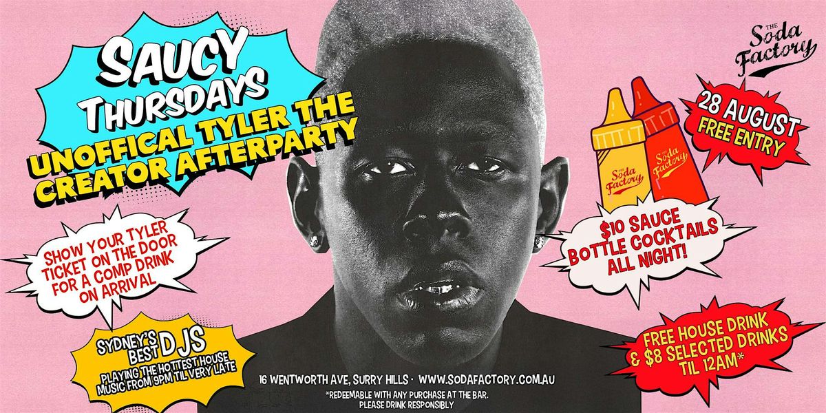 FREE DRINK + $8 DRINKS TIL 12AM - Tyler The Creator Unofficial Afterparty, 28 August | Event in Surry Hills
