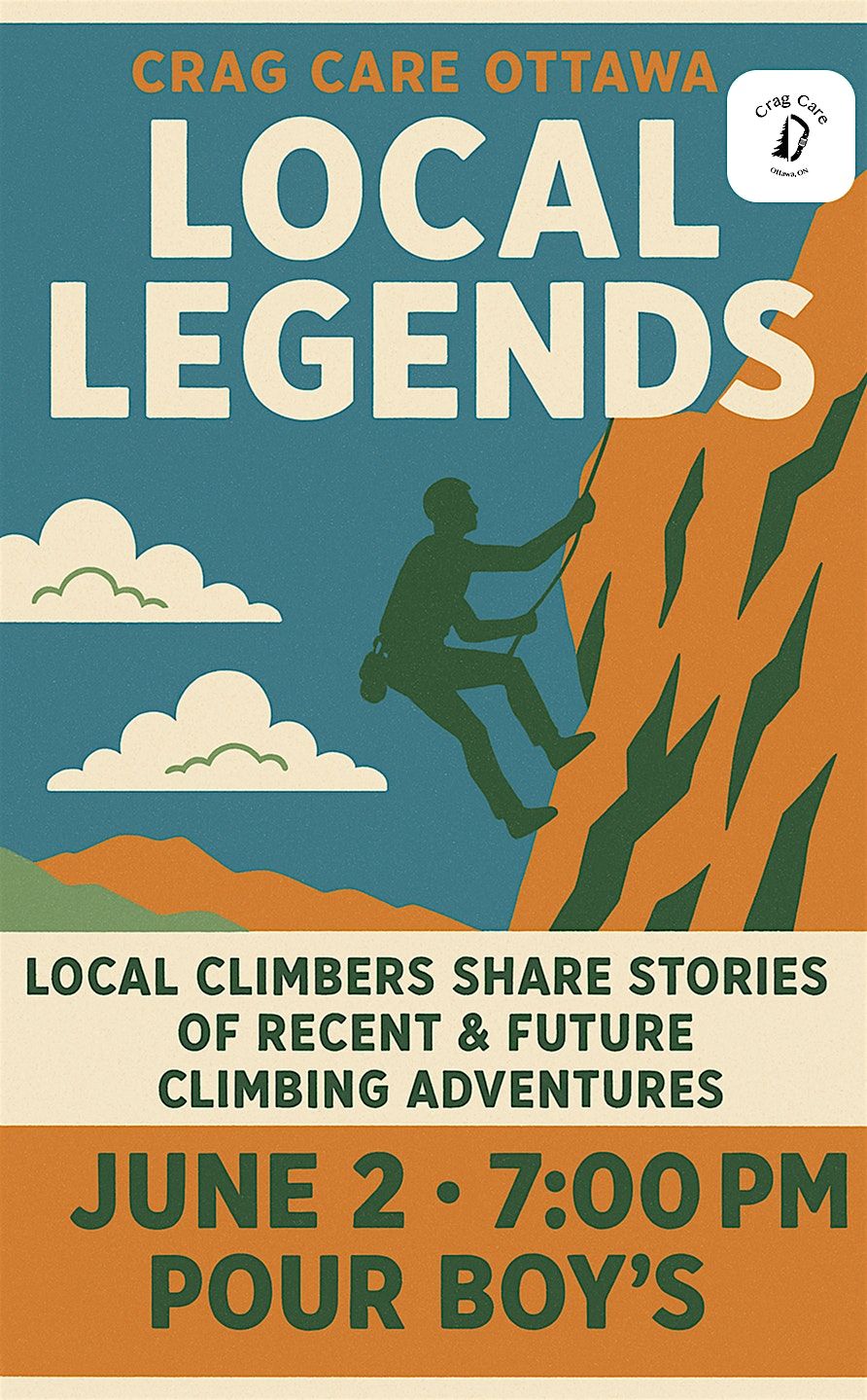Local Legends - Crag Care, 2 June | Event in Ottawa | AllEvents