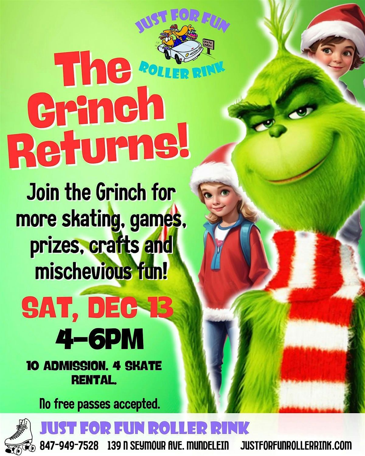The Grinch Returns Skating Party, 13 December | Event in Mundelein | AllEvents