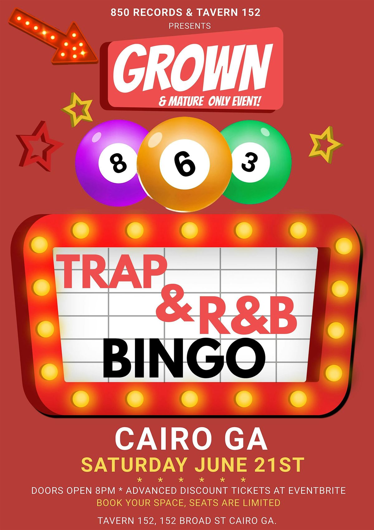 TRAP & R&B BINGO CAIRO GEORGIA AT TAVERN 152, 21 June | Event in Cairo | AllEvents