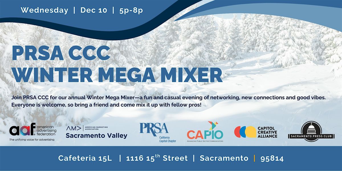 PRSA CCC Winter Mega Mixer, 10 December | Event in Sacramento | AllEvents