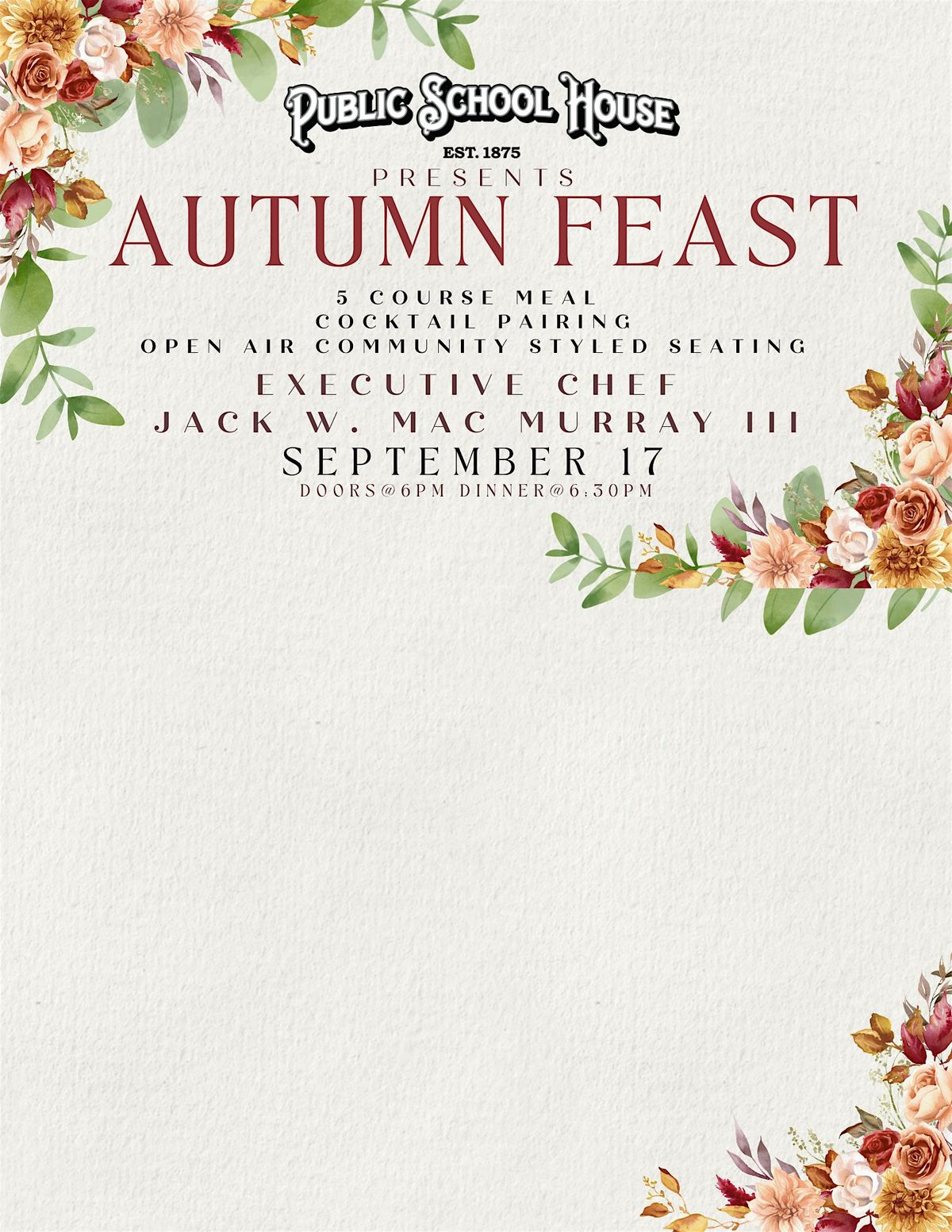 Autumn Feast with Executive Chef Jack W. Mac Murray III, 17 September | Event in Cottleville | AllEvents