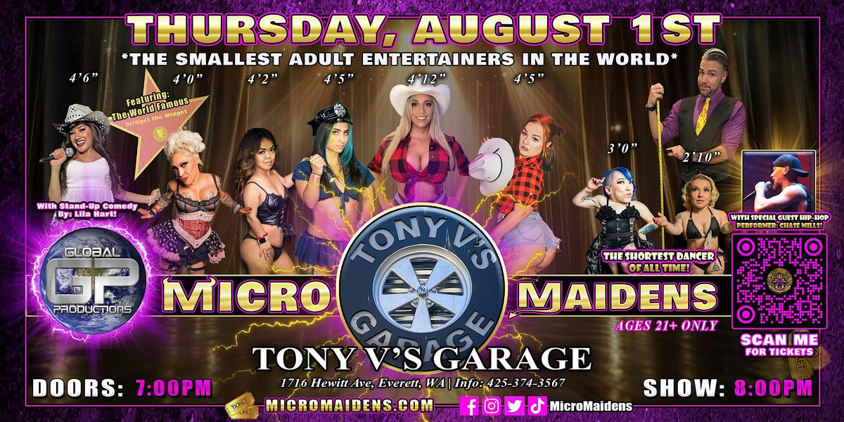 Everette, WA - Micro Maidens Dwarf Dancers @ Tony V's Garage, 1 August | Event in Everett | AllEvents