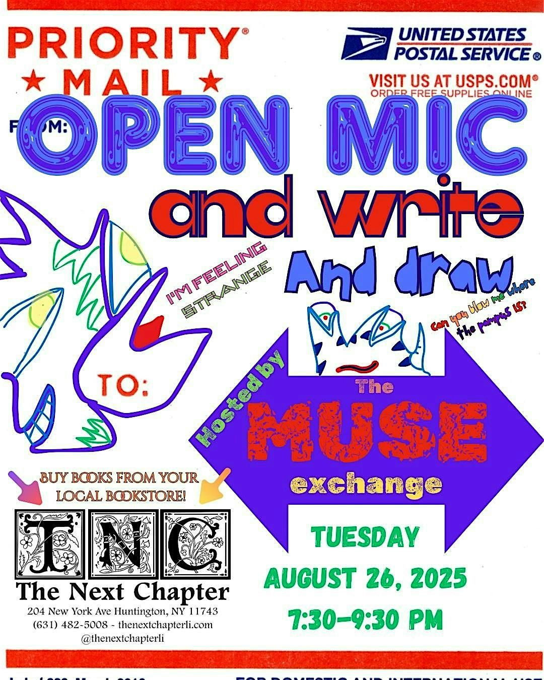 Open Mic & Write & Draw at The Next Chapter, 26 August | Event in Huntington | AllEvents