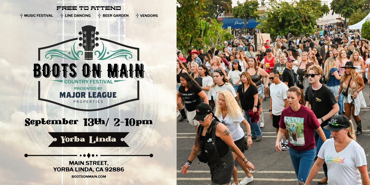 Boots on Main Country Festival, 13 September | Event in Yorba Linda | AllEvents